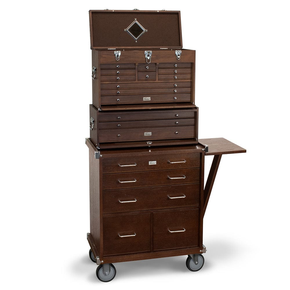 19-Drawer 3 Piece Chest, Base and Roller Set - Dark Oak