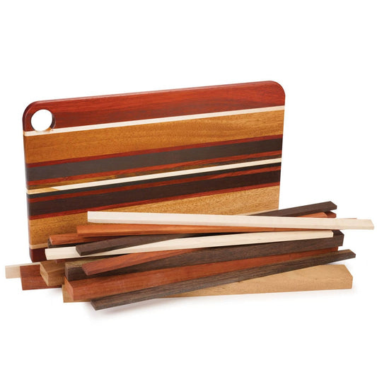 On The Rocks Cutting Board Kit - - 3/4" x 9-3/4" x 16" - African Padauk, African Mahogany, Wenge, Maple