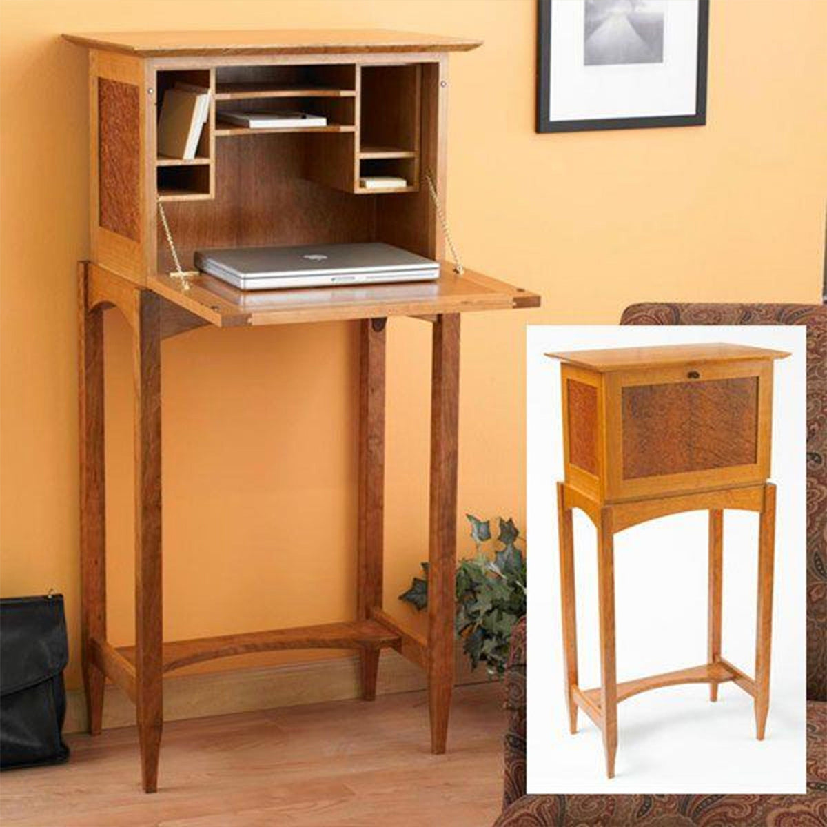 Downloadable Woodworking Project Plan to Build Drop Front Desk