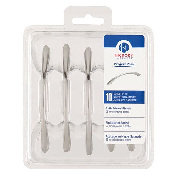 96mm Metropolis Cabinet Pull Project Pack, Satin Nickel, 10 pieces