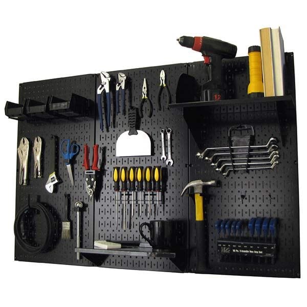 4' Metal Pegboard Standard Tool Storage Kit - Black Toolboard & Black Accessories