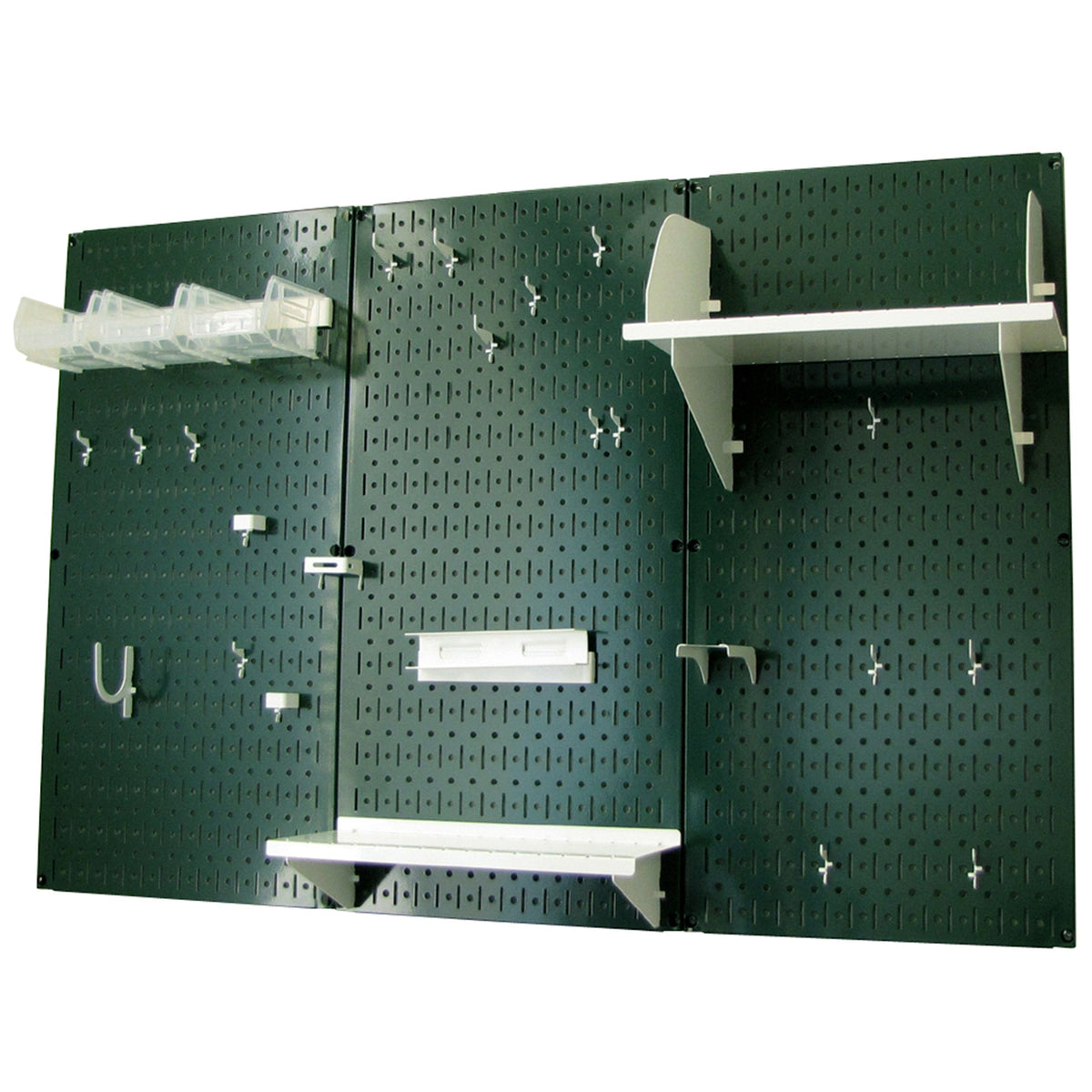 4' Metal Pegboard Standard Tool Storage Kit - Green Toolboard & White Accessories