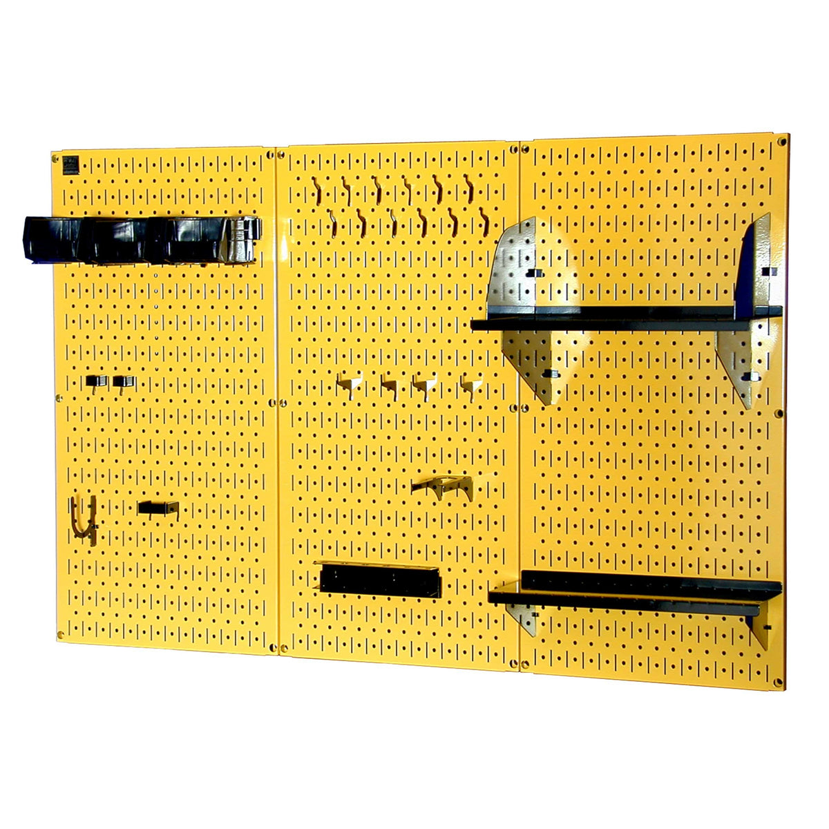 4' Metal Pegboard Standard Tool Storage Kit - Yellow Toolboard & Black Accessories