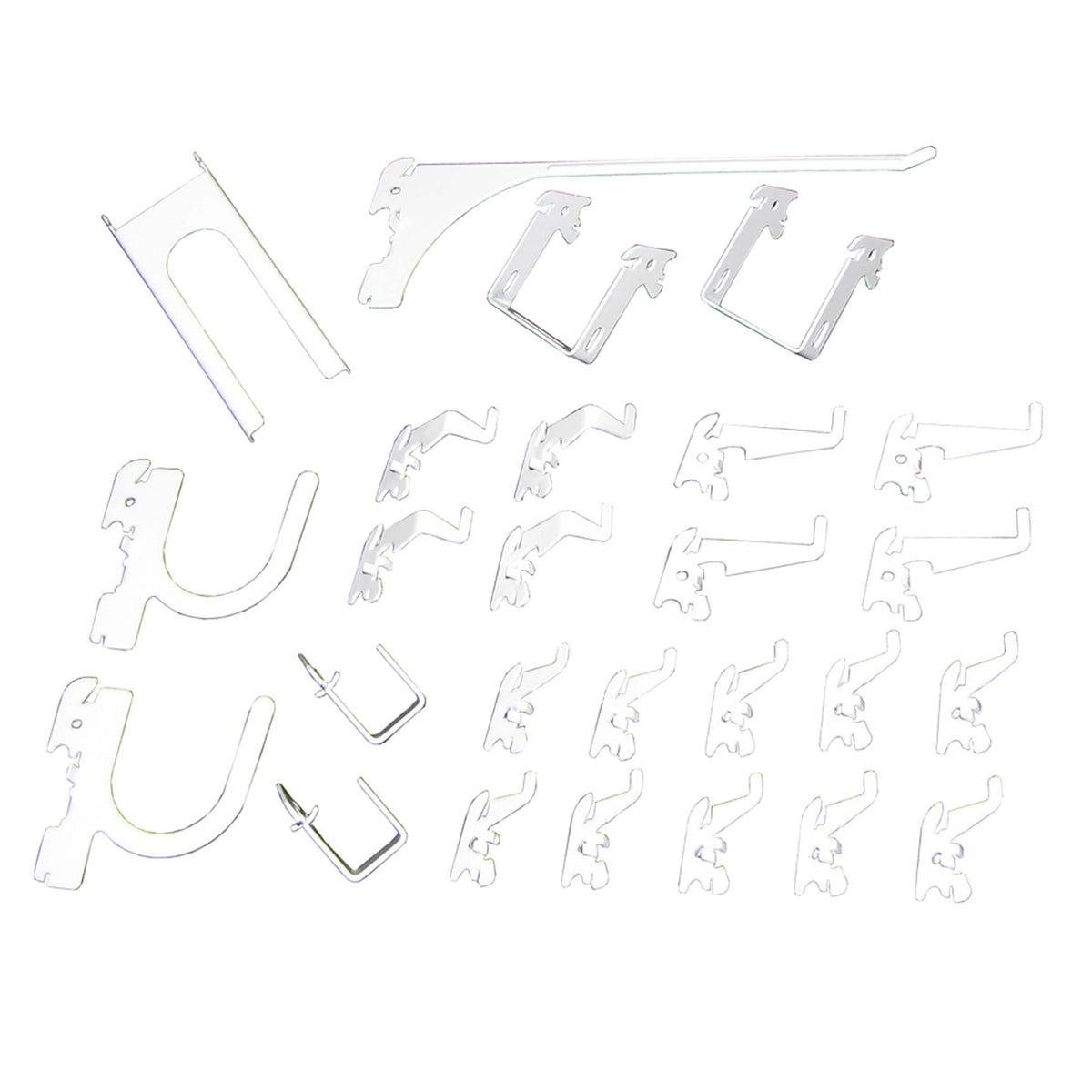 Slotted Metal Pegboard Hook Kit - White Toolboard Hooks