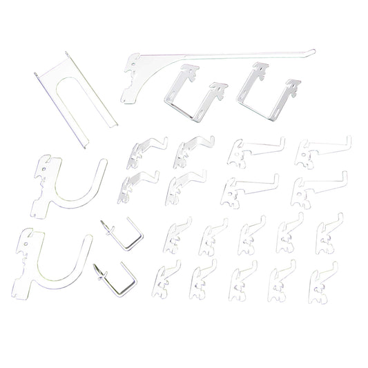 Slotted Metal Pegboard Hook Kit - White Toolboard Hooks