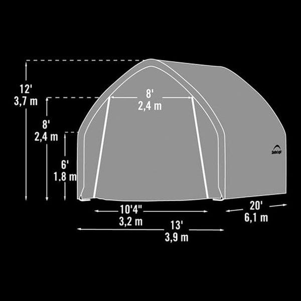 Garage-in-a-Box 13' x 20' x 12', Peak Style for SUV/Truck, Gray