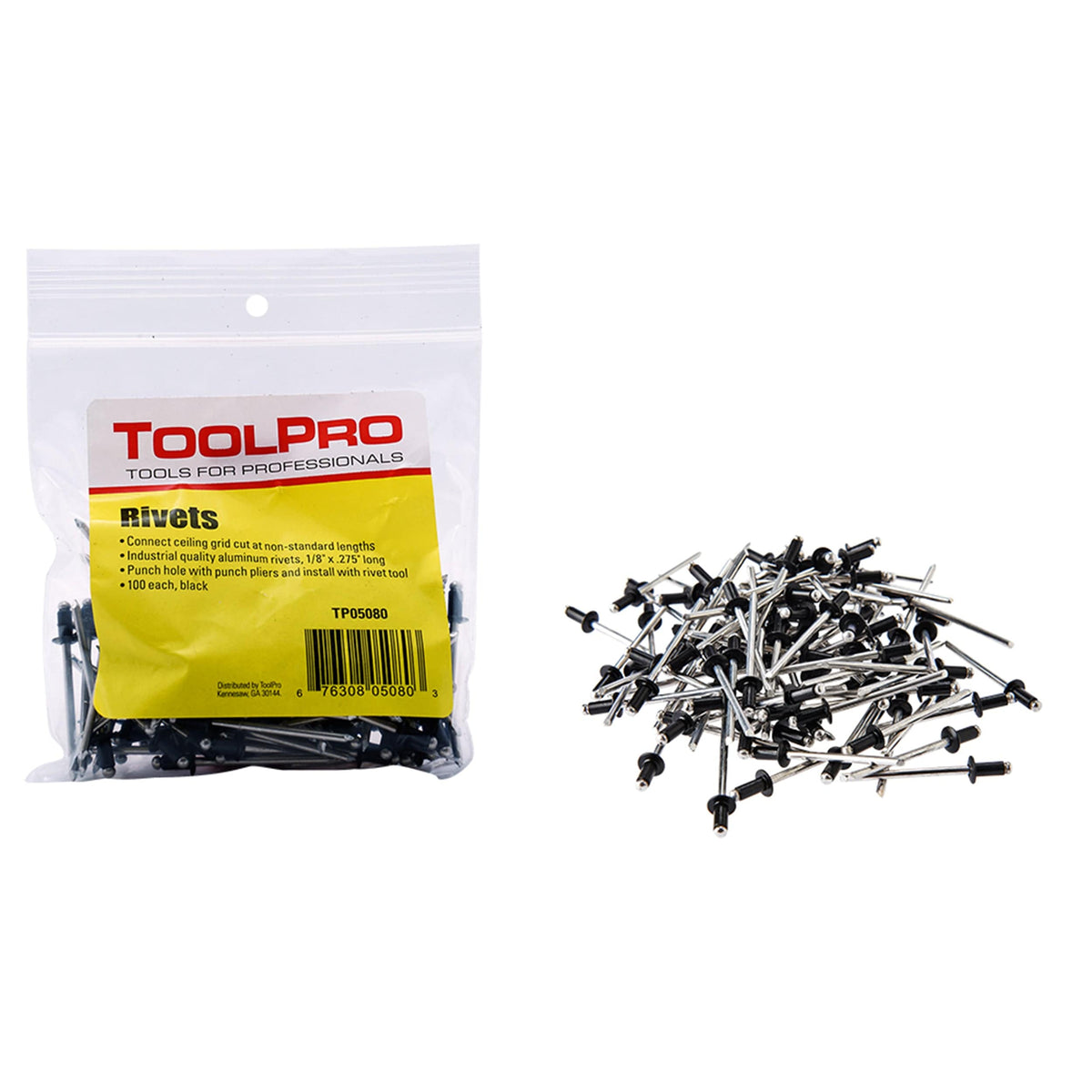 Pull Rivets, Black, 1/8", 100-Pack