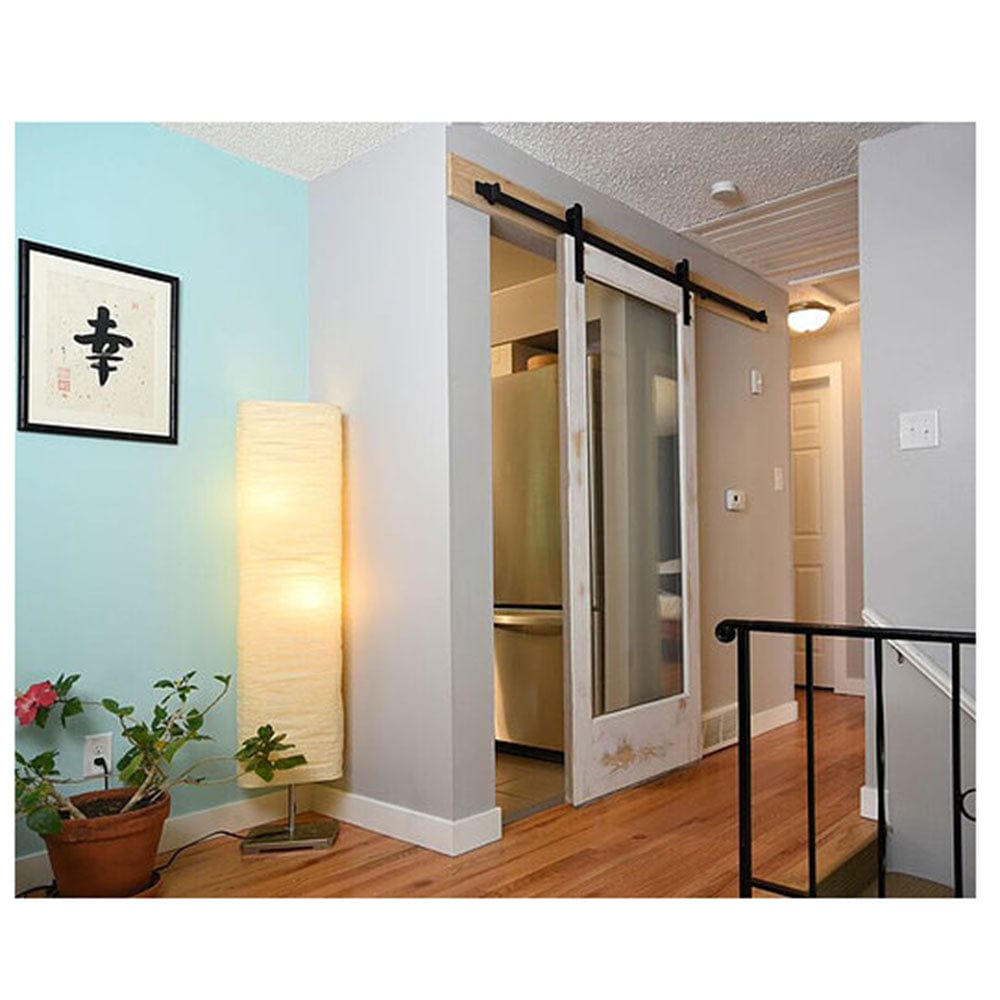 Barn Door Hardware Black Straight Strap 6'6" Rail