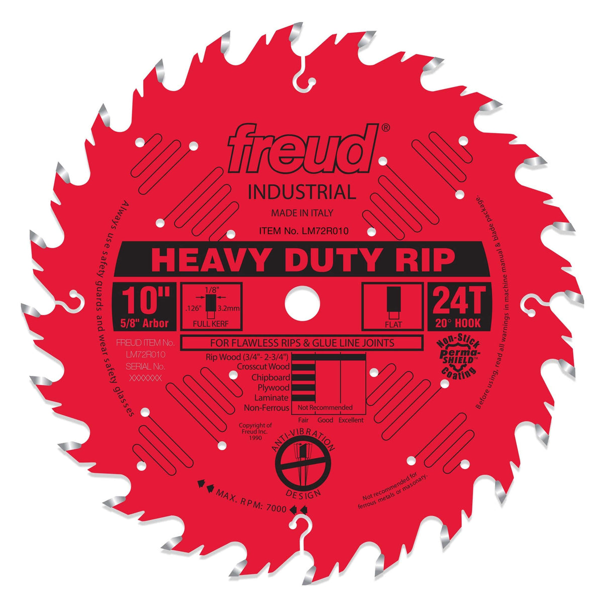 LM72R010 Ripping Saw Blade 10" x 5/8" Bore x 24 Tooth Flat Top