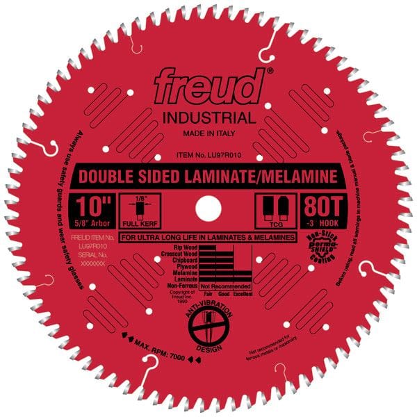 LU97R9010 Double Sided Laminated/Melamine Circular Saw Blade 10" X 5/8" Bore X 80 Tooth TCG