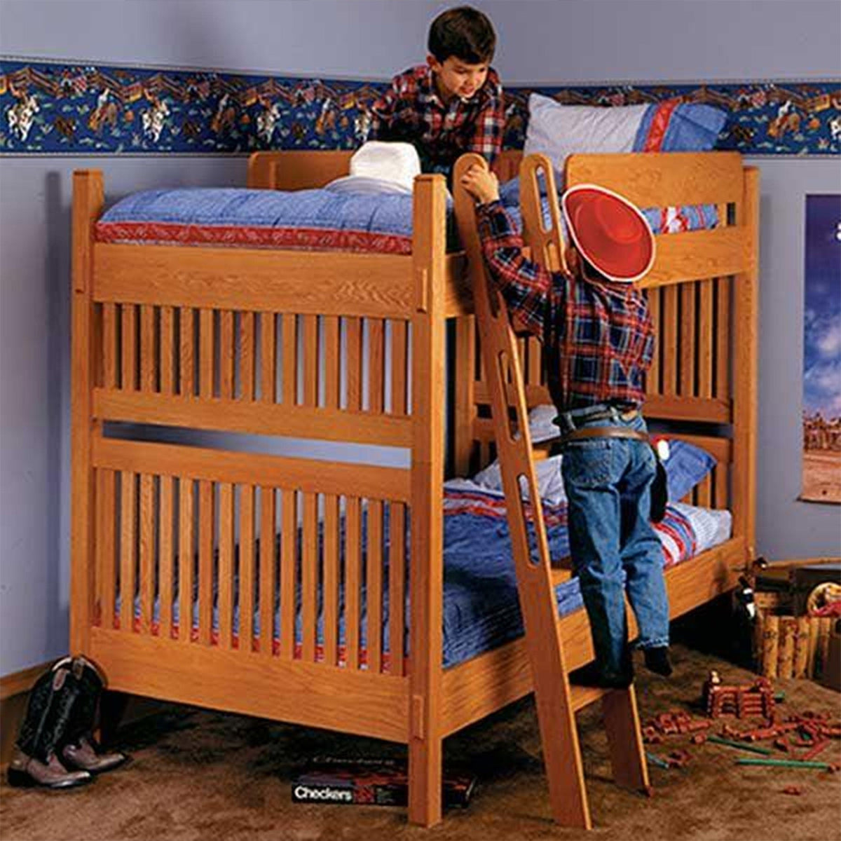 Downloadable Woodworking Project Plan to Build Arts and Crafts Bunk Bed