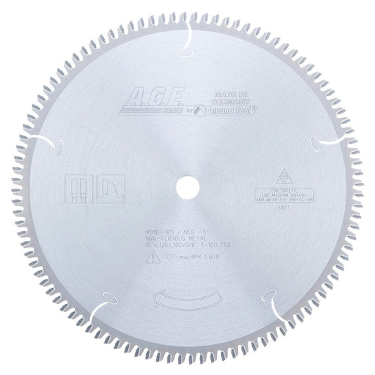 10" X 100T Non-Ferrous Blade, -5 Degree 5/8" Bore, TCG