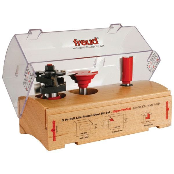 98-308 Three Piece Full Lite French Door Router Router Bit Set Ogee