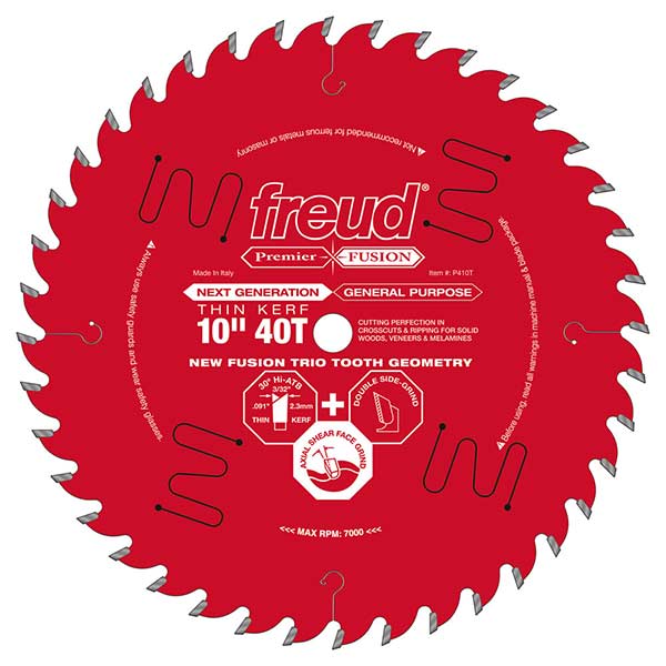 P410T Fusion Circular Saw Blade 10" x 5/8" Bore x 40 Tooth Thin Kerf