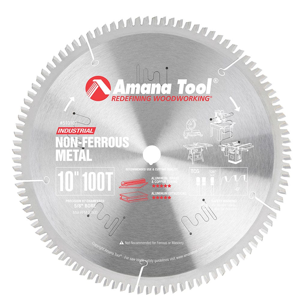 10" X 100T Non Ferrous Blade, 5/8" Bore, TCG