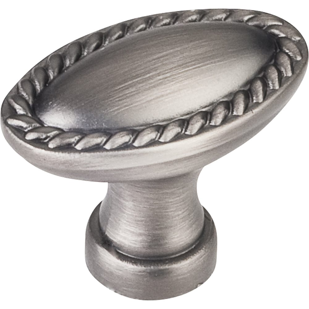 Lindos Oblong Knob, 1-3/8" O.L., Brushed Pewter