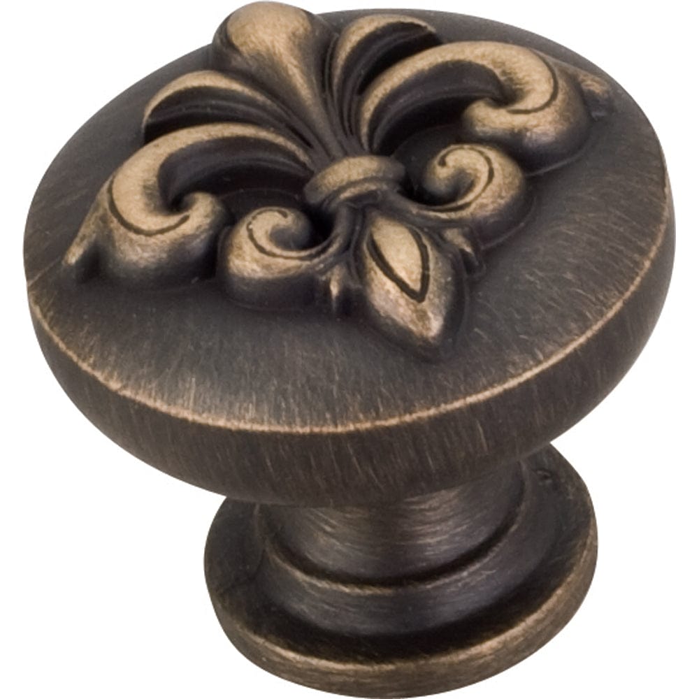 Lafayette Fleur-de-lis Knob, 1-3/8" Dia.,  Antique Brushed Satin Brass