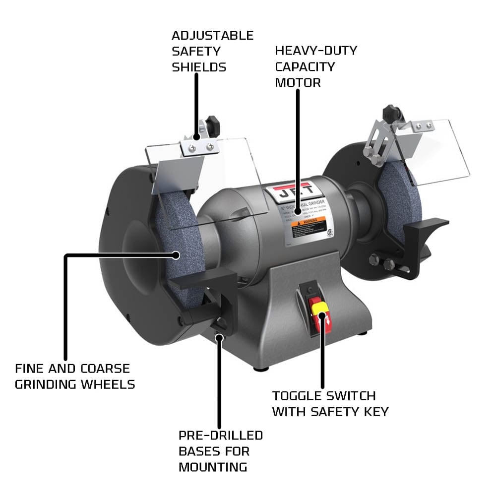 8" Industrial Bench Grinder - 1 HP