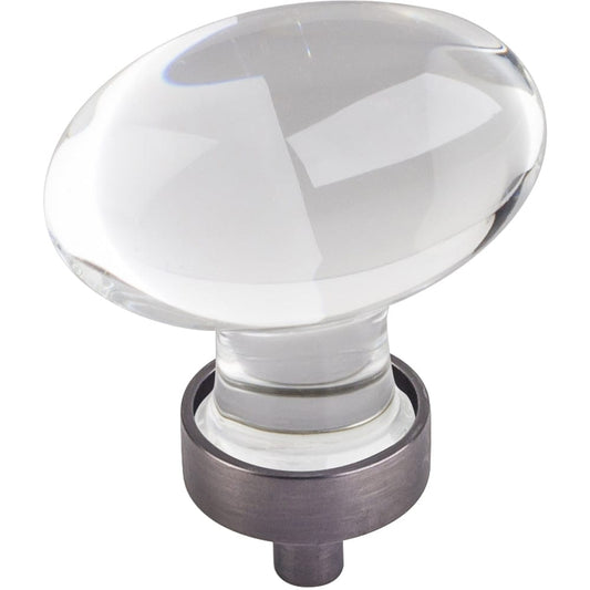 Harlow Large Football Glass Knob,1-5/8" O.L., Brushed Pewter