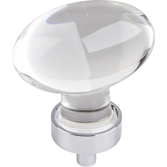 Harlow Large Football Glass Knob,1-5/8" O.L., Polished Chrome