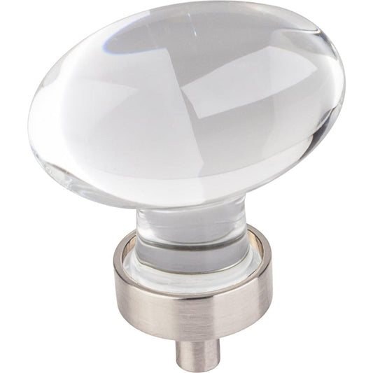 Harlow Large Football Glass Knob,1-5/8" O.L., Satin Nickel