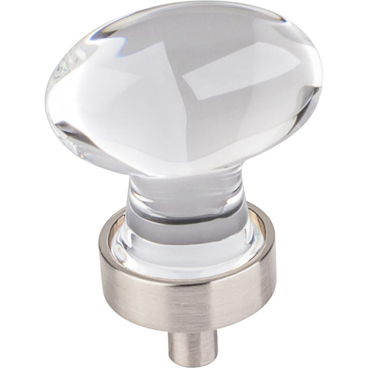 Harlow Small Football Glass Knob, 1-1/4" O.L.,  Satin Nickel