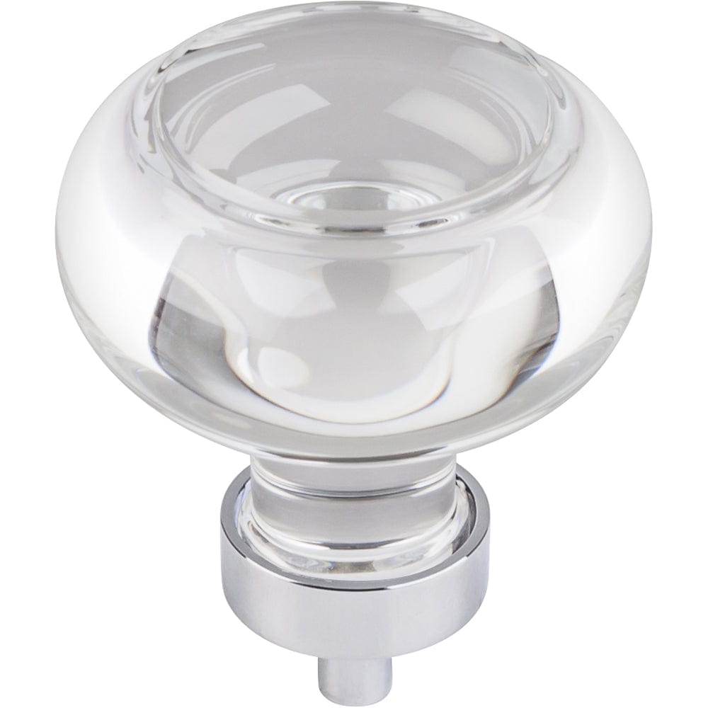 Harlow Large Button Glass Knob, 1-3/4" Dia.,  Polished Chrome
