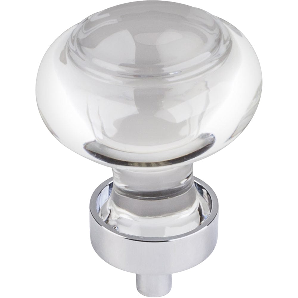 Harlow Small Button Glass Knob, 1-7/16" Dia.,  Polished Chrome