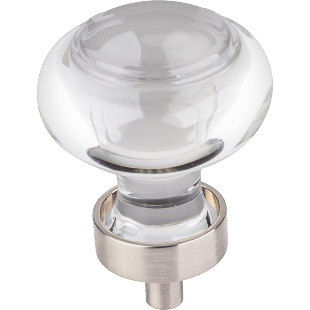 Harlow Small Button Glass Knob, 1-7/16" Dia.,  Satin Nickel