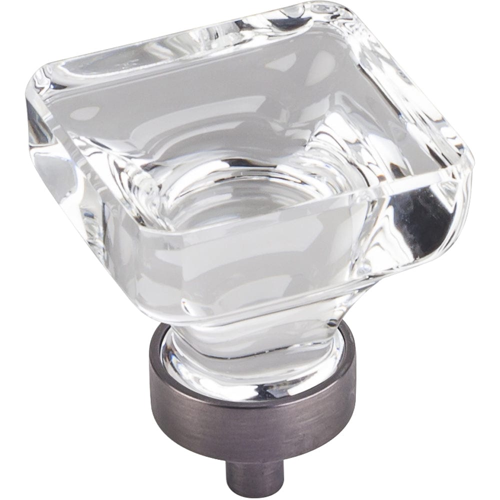 Harlow Large Square Glass Knob, 1-3/8" O.L., Brushed Pewter