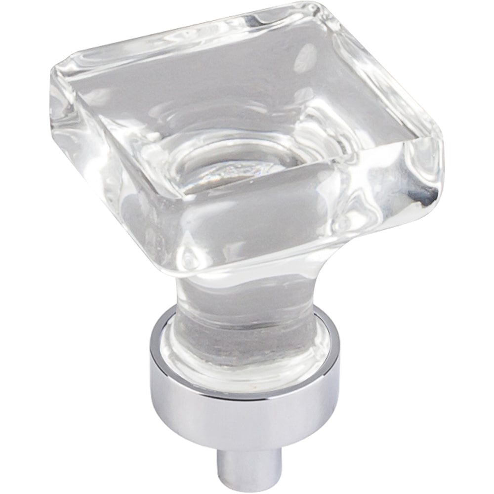 Harlow Small Square Glass Knob 1" O.L.,  Polished Chrome