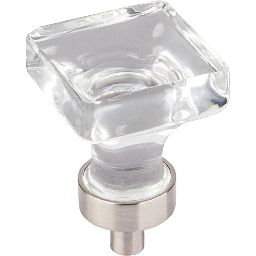Harlow Small Square Glass Knob 1" O.L.,  Satin Nickel